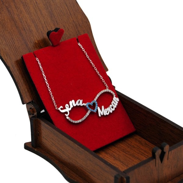 Gümüş Taşlı Sonsuzluk İki İsimli Kolye