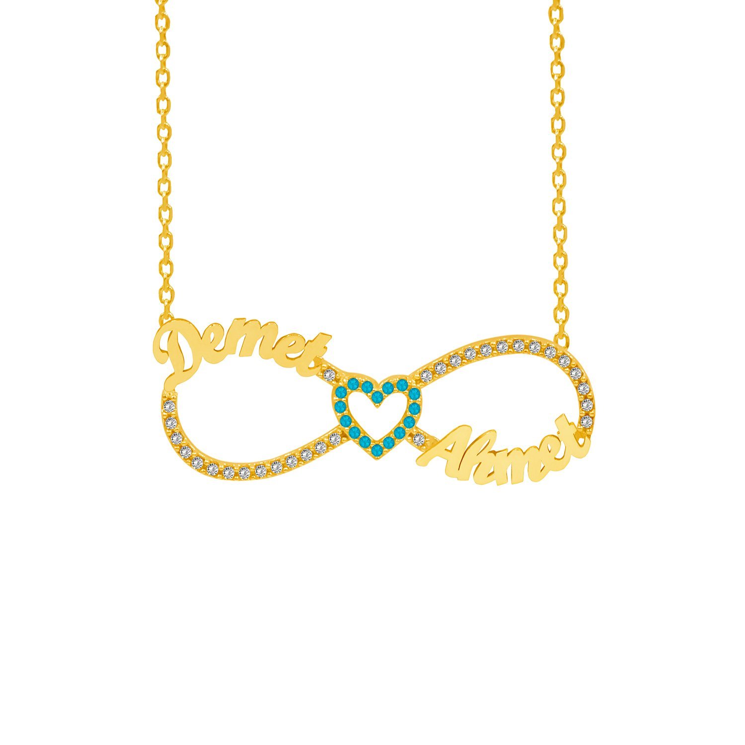 Gümüş Taşlı Sonsuzluk İki İsimli Kolye