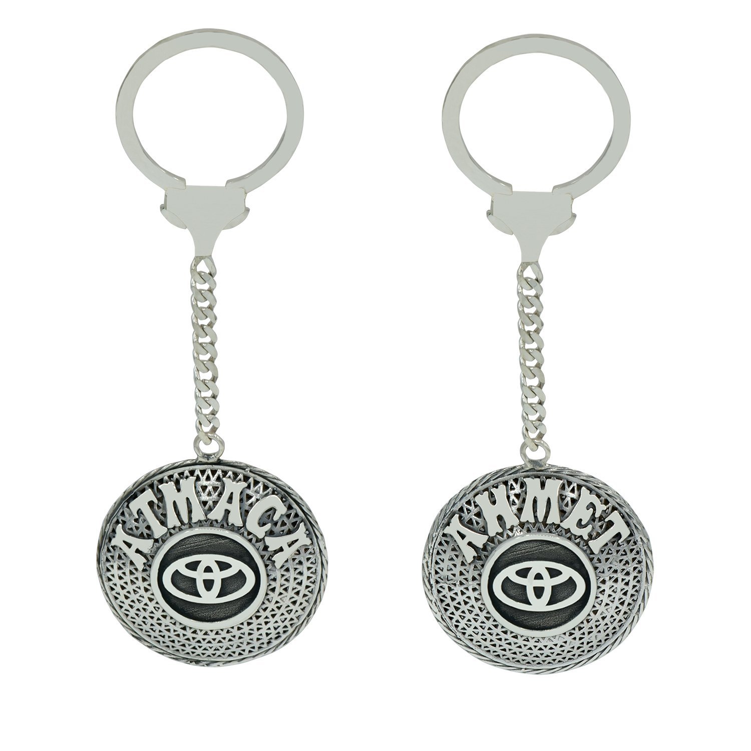 Gümüş Toyota Logolu Telkari İsimli Anahtarlık