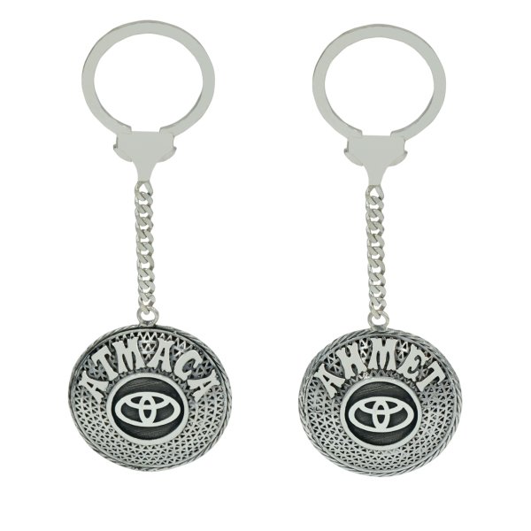 Gümüş Toyota Logolu Telkari İsimli Anahtarlık