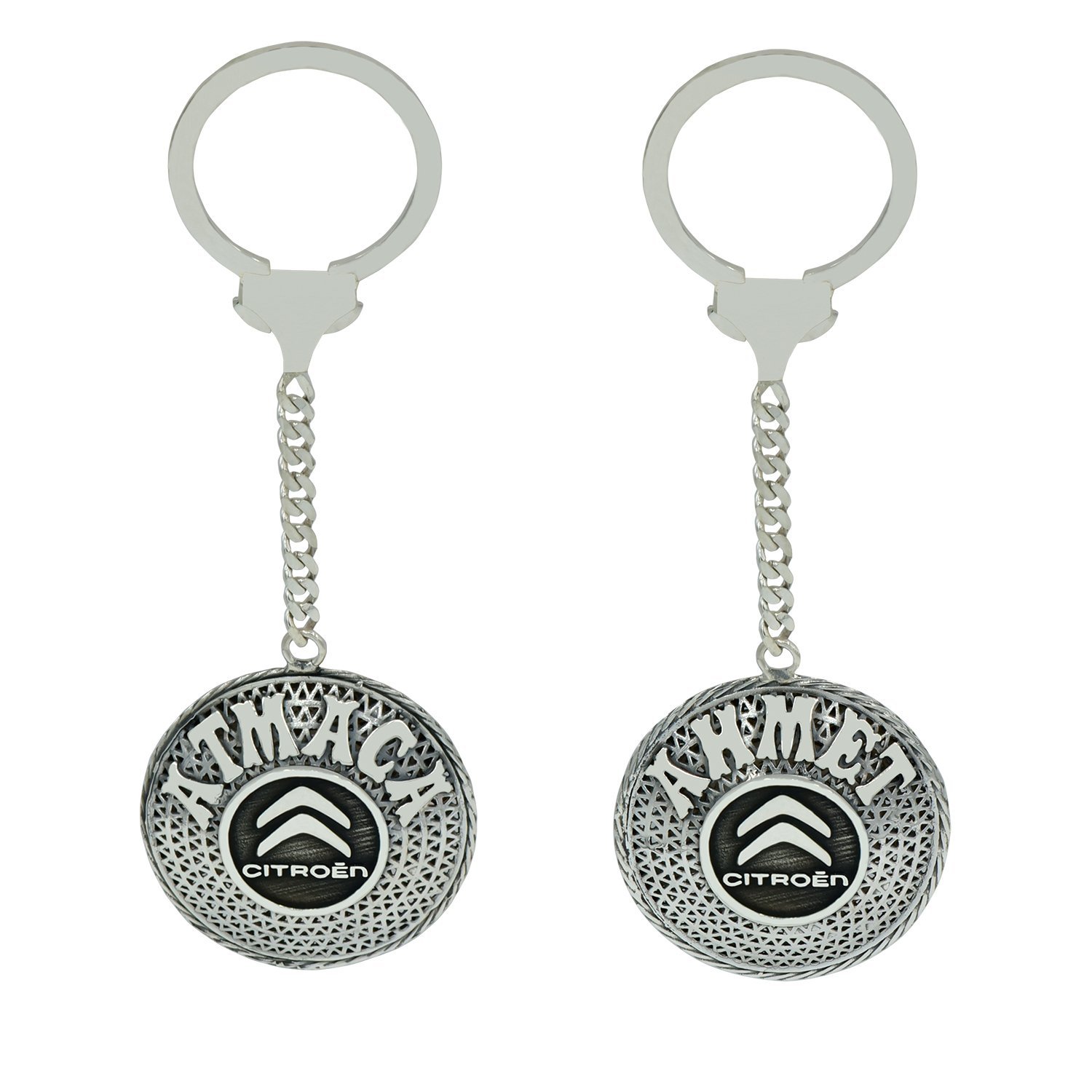 Gümüş Citroen Logolu Telkari İsimli Anahtarlık