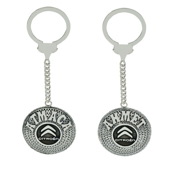 Gümüş Citroen Logolu Telkari İsimli Anahtarlık