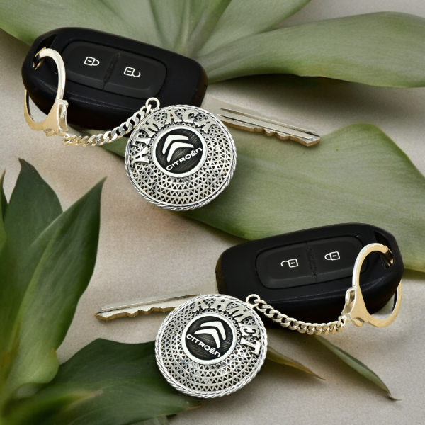Gümüş Citroen Logolu Telkari İsimli Anahtarlık