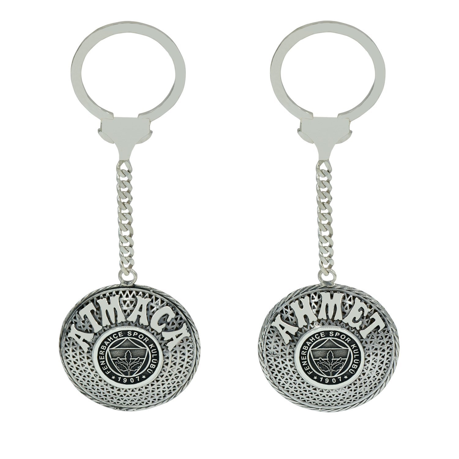 Gümüş Fenerbahçe Logolu Telkari İsimli Anahtarlık