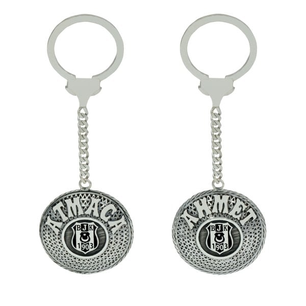 Gümüş Beşiktaş Logolu Telkari İsimli Anahtarlık