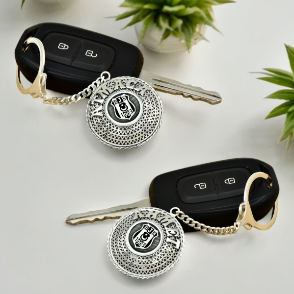 Gümüş Beşiktaş Logolu Telkari İsimli Anahtarlık