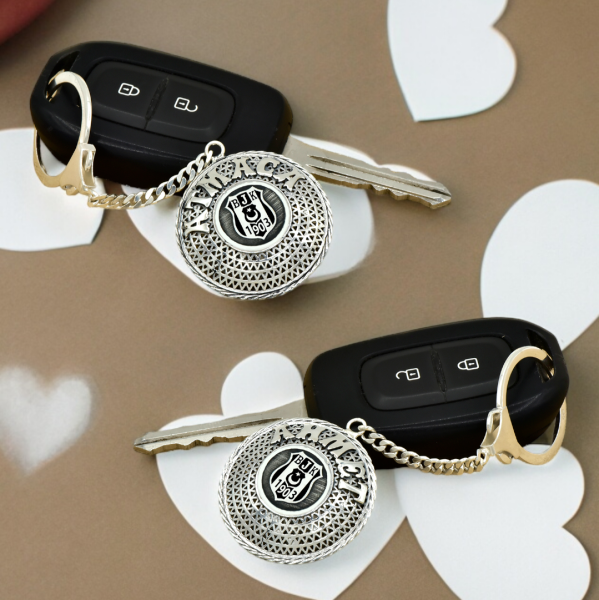 Gümüş Beşiktaş Logolu Telkari İsimli Anahtarlık