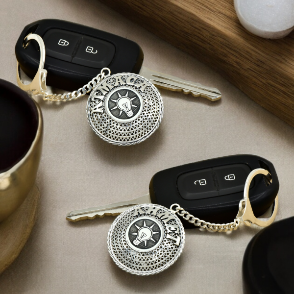 Gümüş AK Parti Logolu Telkari İsimli Anahtarlık