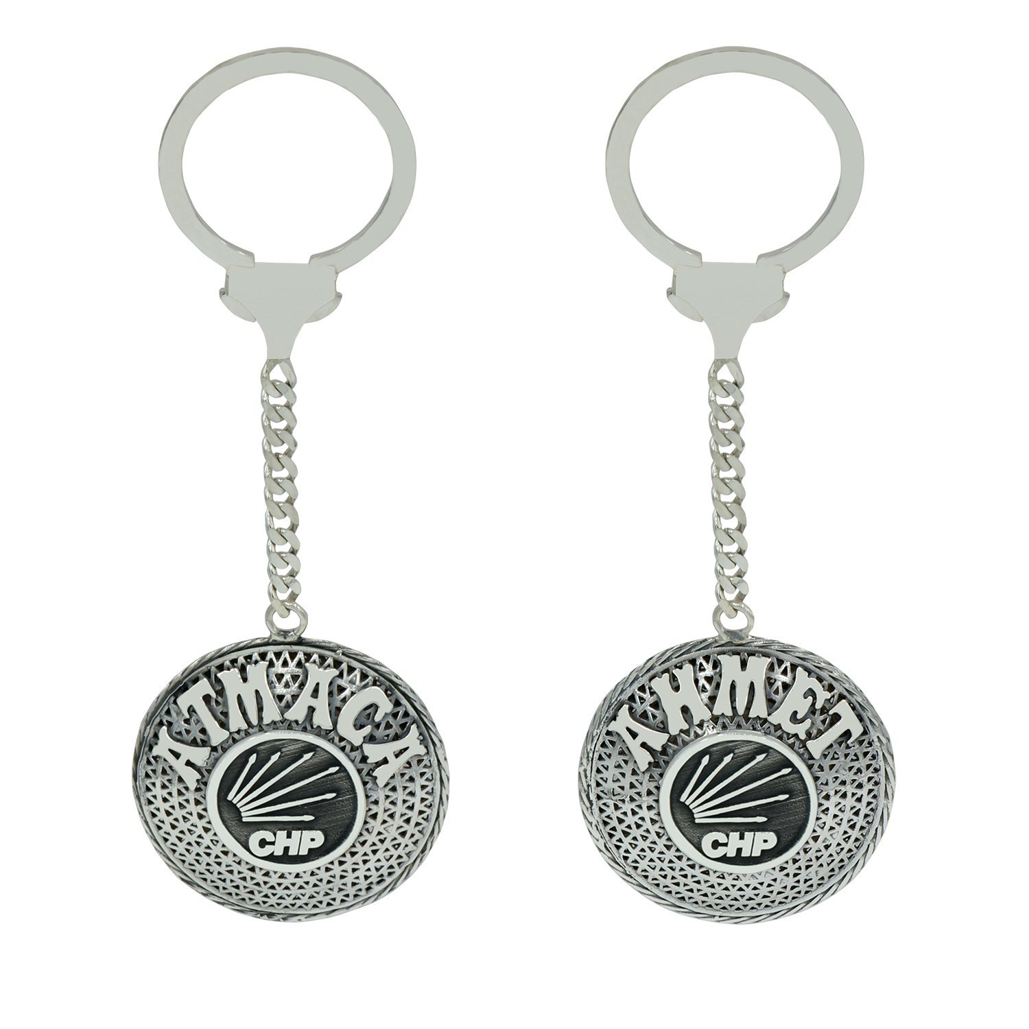 Gümüş CHP Logolu Telkari İsimli Anahtarlık