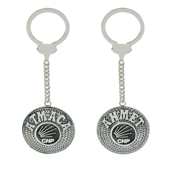 Gümüş CHP Logolu Telkari İsimli Anahtarlık