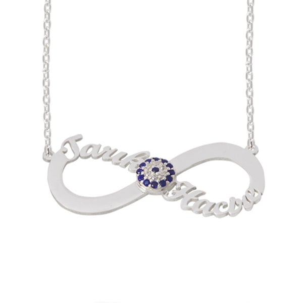 Gümüş Nazarlı Sonsuzluk İki İsimli Kolye