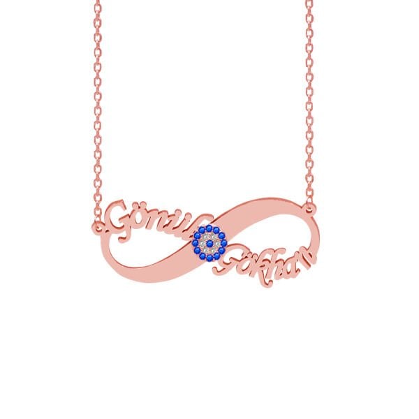 Gümüş Nazarlı Sonsuzluk İki İsimli Kolye