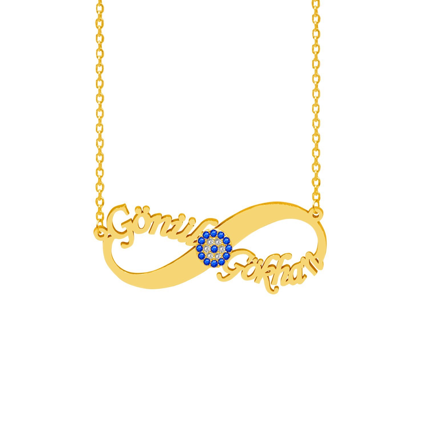 Gümüş Nazarlı Sonsuzluk İki İsimli Kolye