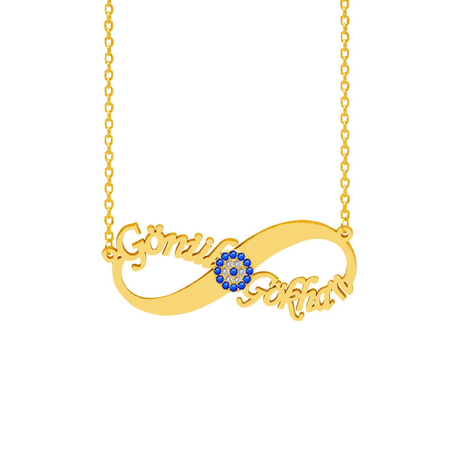 Gümüş Nazarlı Sonsuzluk İki İsimli Kolye