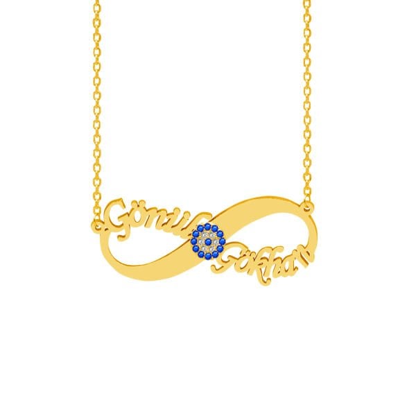 Gümüş Nazarlı Sonsuzluk İki İsimli Kolye