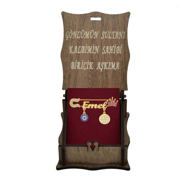 14, 22 Ayar Altın Taçlı İsimli Bebek İğnesi