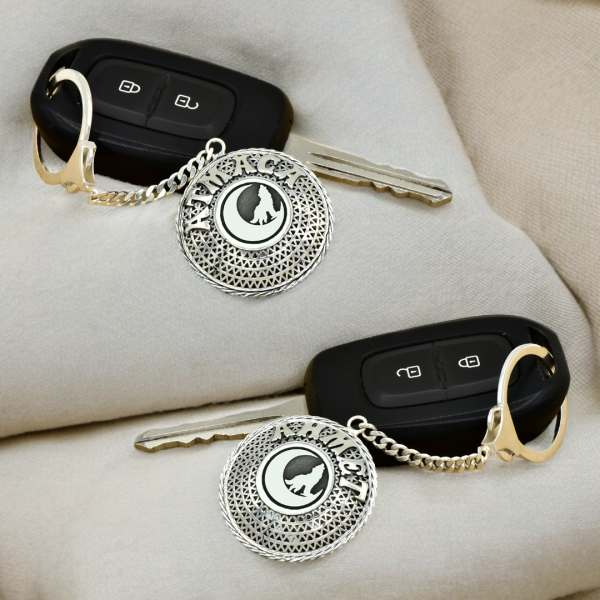 Gümüş Bozkurt Logolu Telkari İsimli Anahtarlık