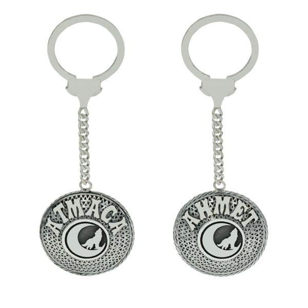 Gümüş Bozkurt Logolu Telkari İsimli Anahtarlık