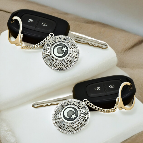 Gümüş Ay Yıldızlı Telkari İsimli Anahtarlık