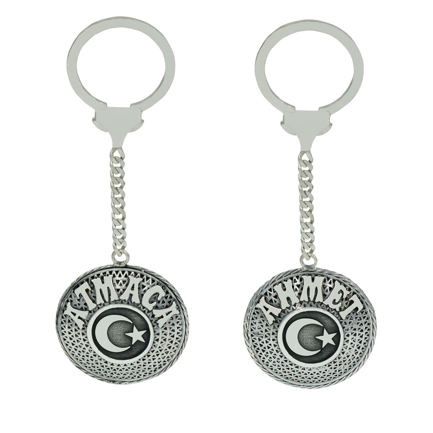 Gümüş Ay Yıldızlı Telkari İsimli Anahtarlık