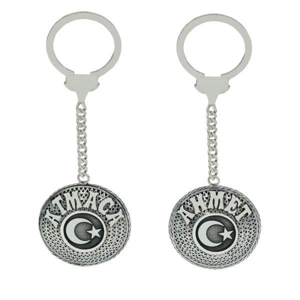 Gümüş Ay Yıldızlı Telkari İsimli Anahtarlık