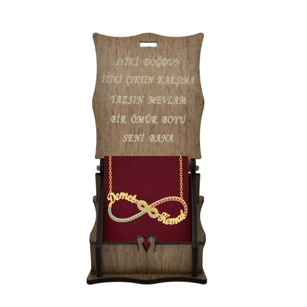Gümüş Taşlı Sonsuzluk İki İsimli Kolye