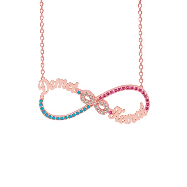Gümüş Taşlı Sonsuzluk İki İsimli Kolye