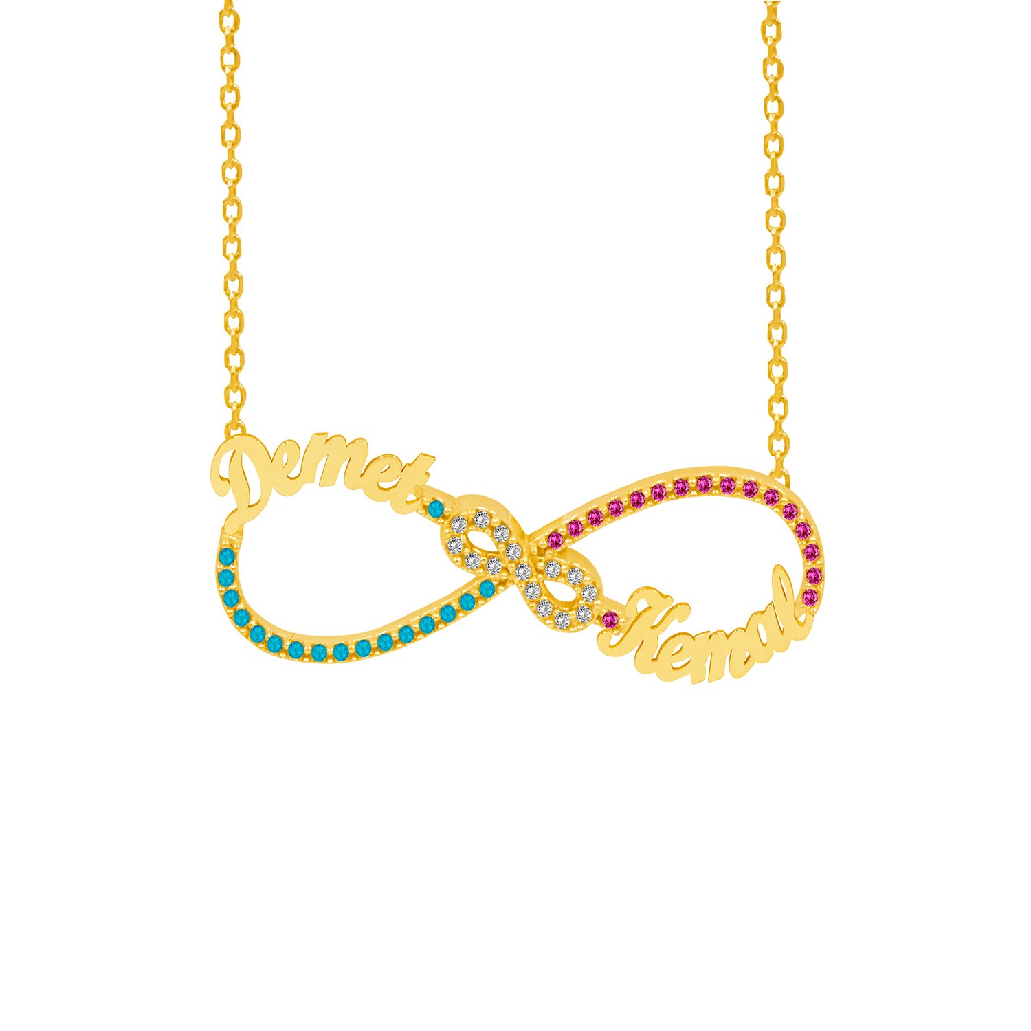 Gümüş Taşlı Sonsuzluk İki İsimli Kolye