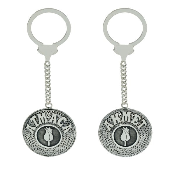 Gümüş Lale Logolu Telkari İsimli Anahtarlık