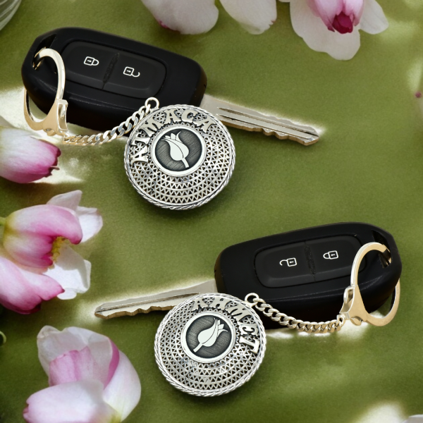 Gümüş Lale Logolu Telkari İsimli Anahtarlık