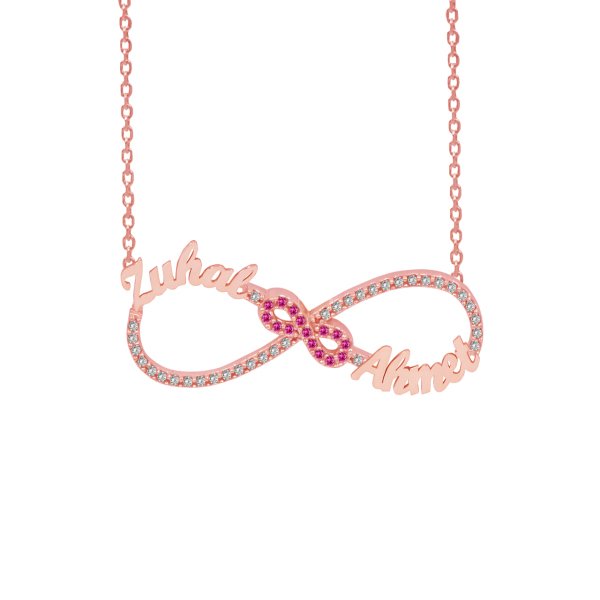 Gümüş Taşlı Sonsuzluk İki İsimli Kolye