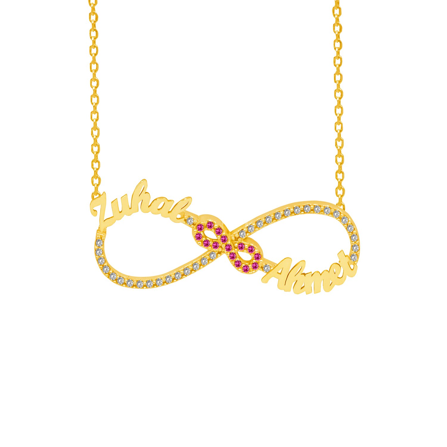 Gümüş Taşlı Sonsuzluk İki İsimli Kolye