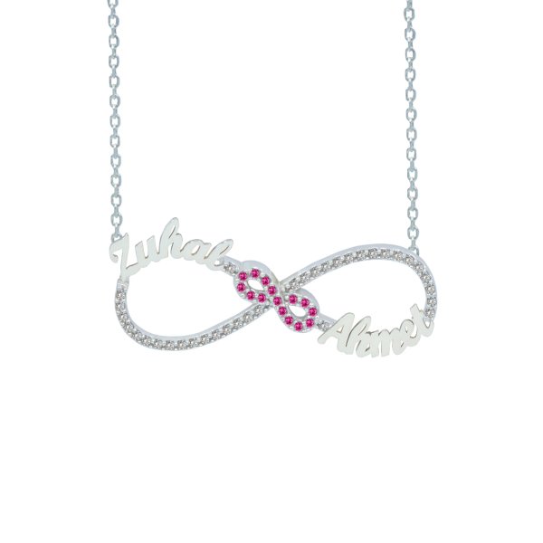Gümüş Taşlı Sonsuzluk İki İsimli Kolye