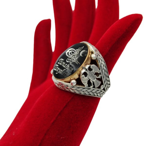 Gümüş Tuğralı Selçuklu Kartalı İsimli Erkek Yüzük