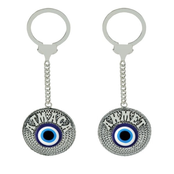 Gümüş Nazar Boncuklu Telkari İsimli Anahtarlık