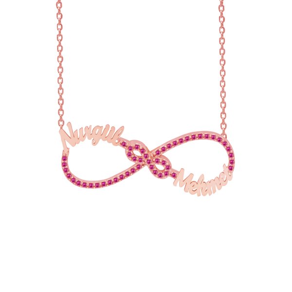 Gümüş Taşlı Sonsuzluk İki İsimli Kolye