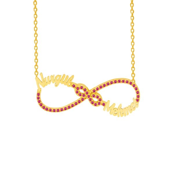 Gümüş Taşlı Sonsuzluk İki İsimli Kolye