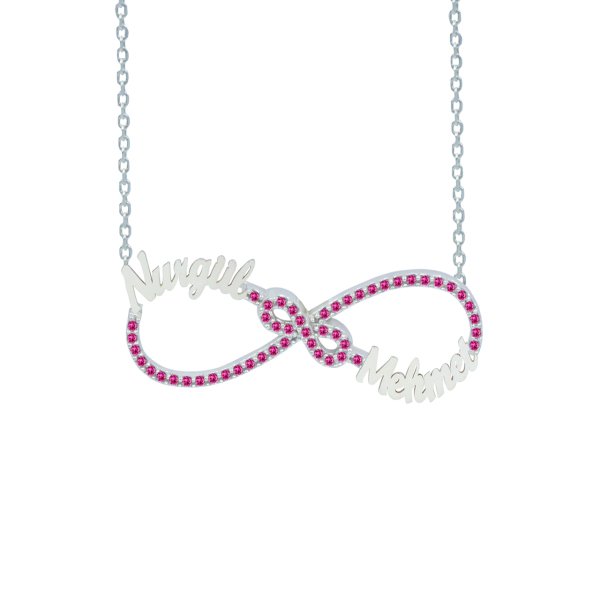 Gümüş Taşlı Sonsuzluk İki İsimli Kolye