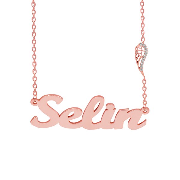 Gümüş Taşlı Melek Kanatlı İsimli Kolye