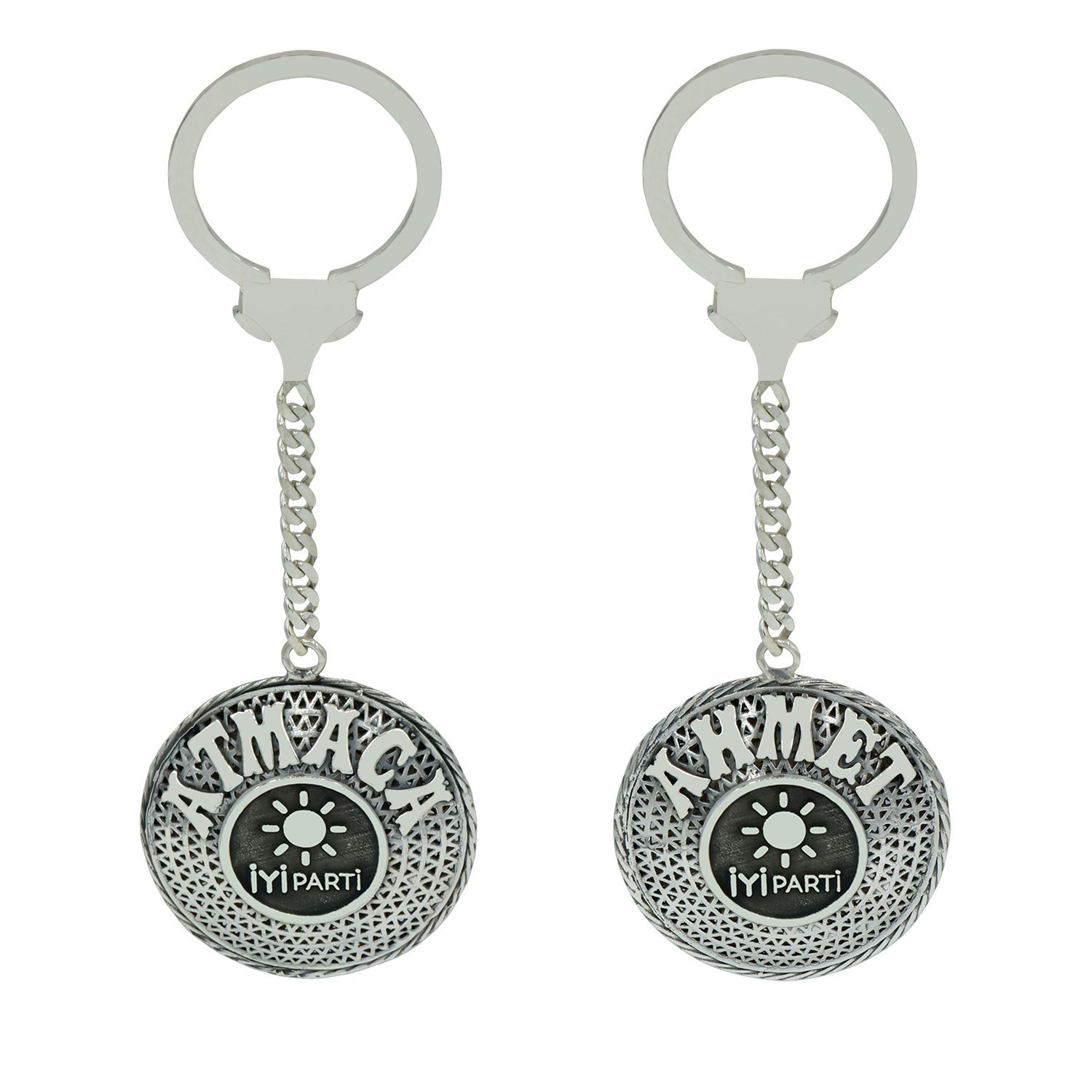 Gümüş İYİ Parti Armalı Telkari İsimli Anahtarlık