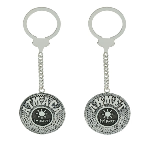 Gümüş İYİ Parti Armalı Telkari İsimli Anahtarlık