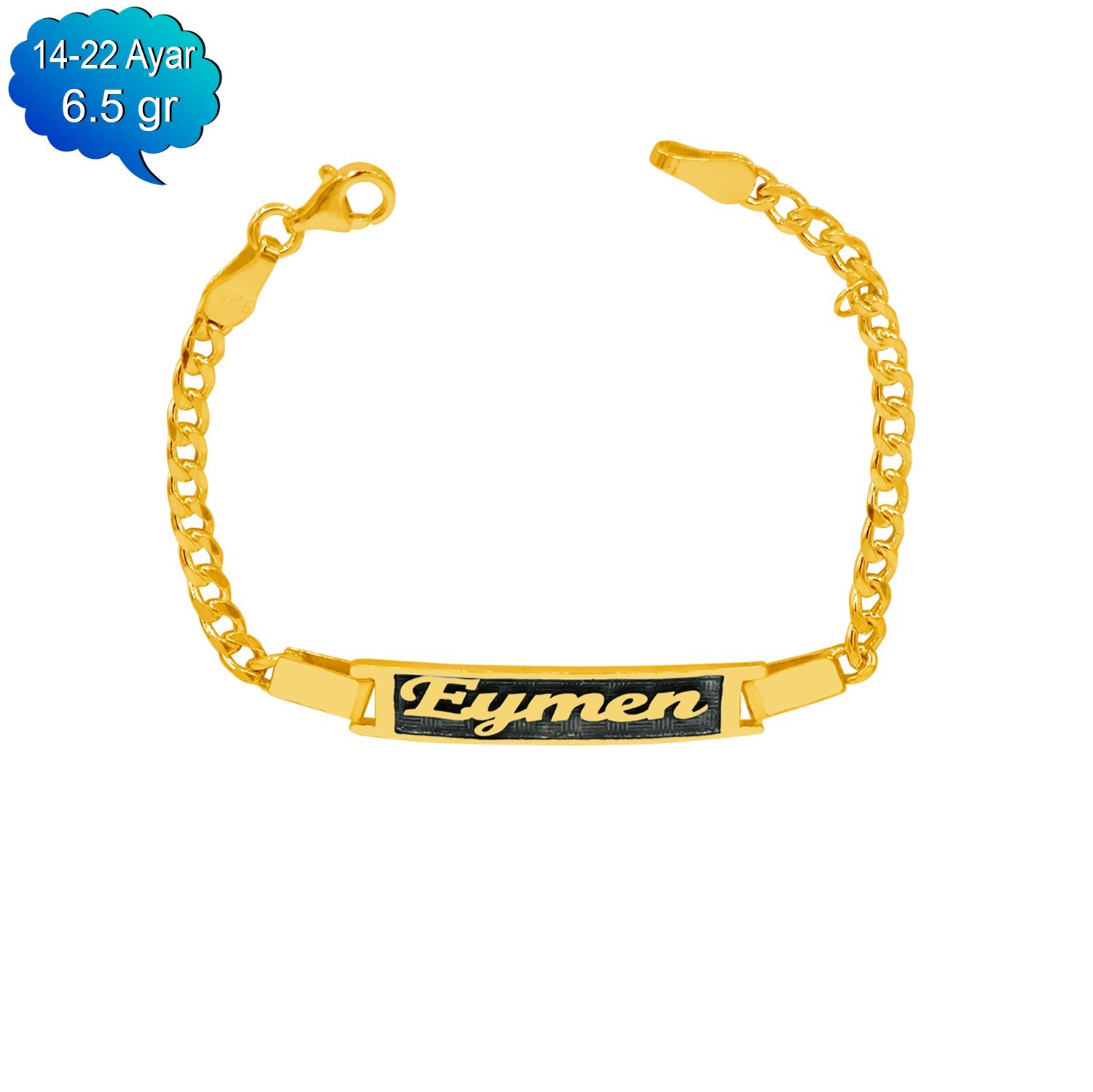 14, 22 Ayar Altın İsimli Çocuk Künyesi