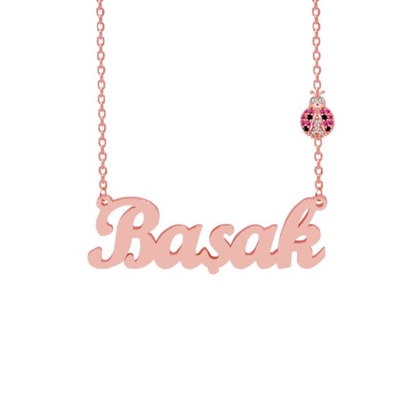 Gümüş Uğur Böcekli İsimli Kolye