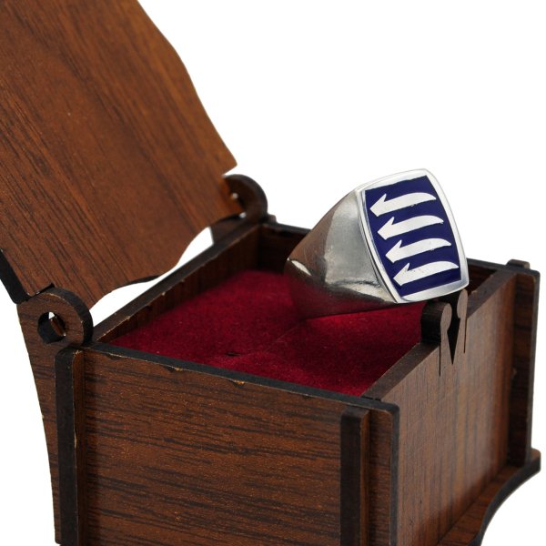 Gümüş Arapça Elif Harfli Mineli Erkek Yüzük