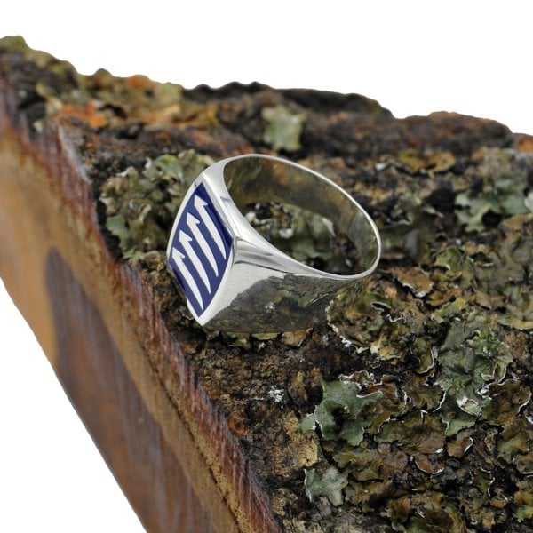 Gümüş Arapça Elif Harfli Mineli Erkek Yüzük