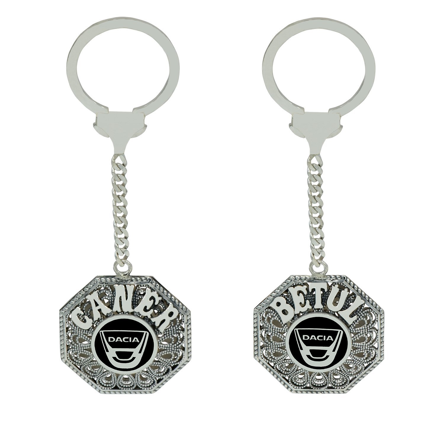 Gümüş Dacia Logolu Telkari İsimli Anahtarlık