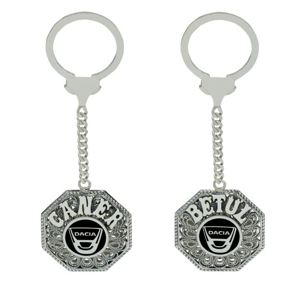 Gümüş Dacia Logolu Telkari İsimli Anahtarlık