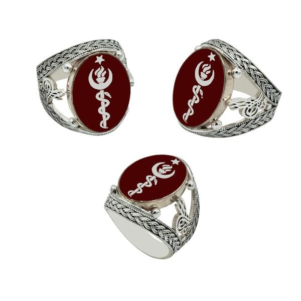 Gümüş Sağlıkçı Logolu Amblemi Yüzük