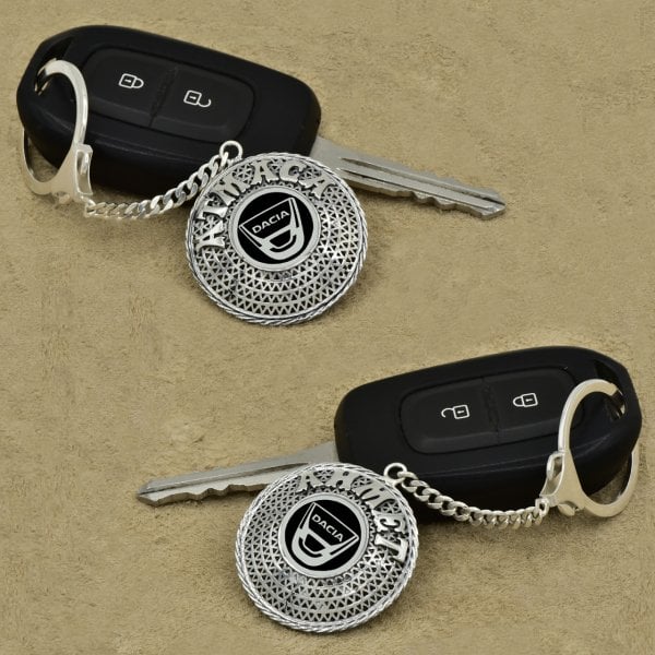 Gümüş Dacıa Armalı Telkari İsimli Anahtarlık