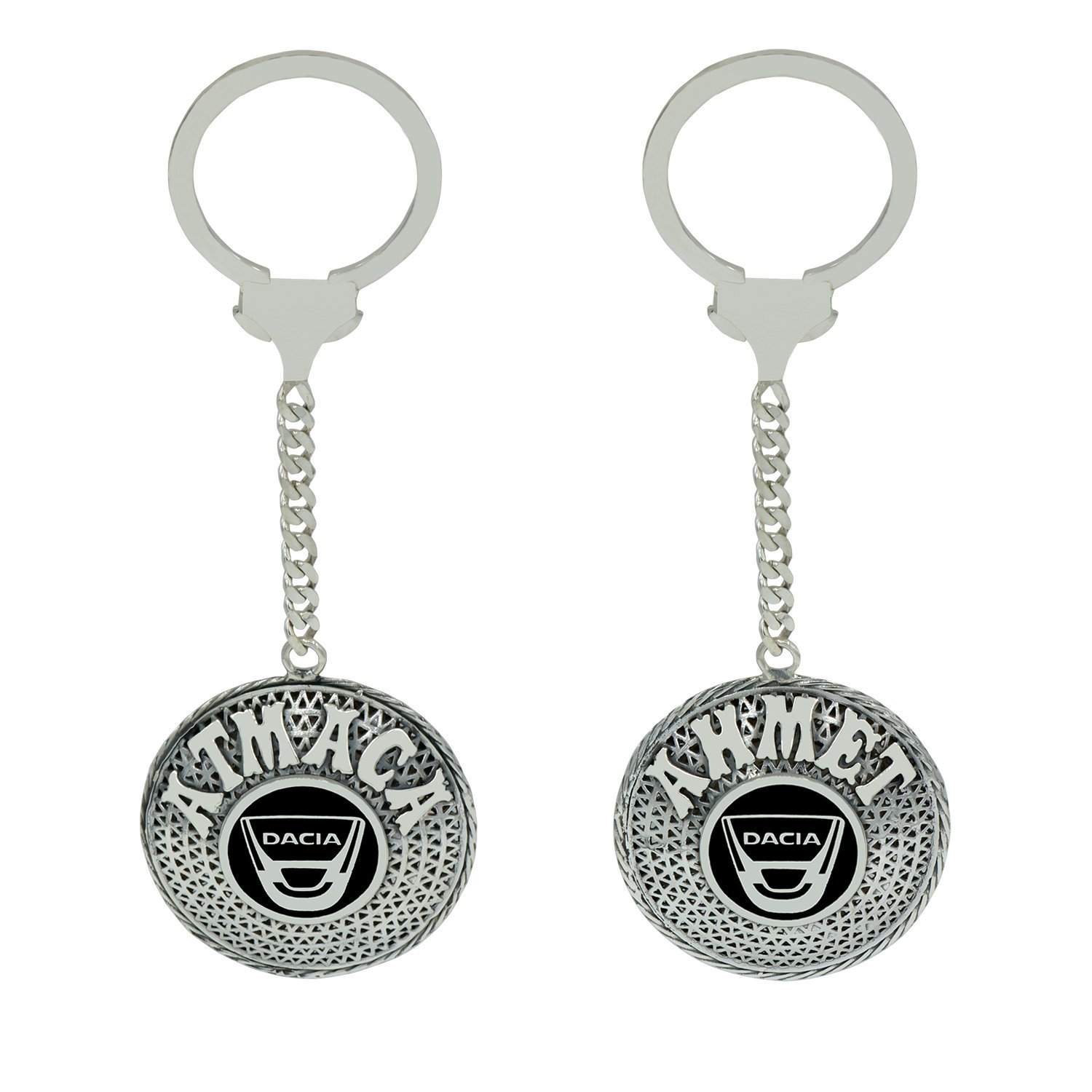 Gümüş Dacıa Armalı Telkari İsimli Anahtarlık
